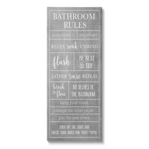 Stupell Industries Varied Bathroom Rules Canvas Wall Art By Natalie